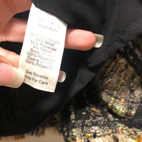 cabi wool crop jacket medium m blazer black gold chic city classic i6 - Picture 4 of 9